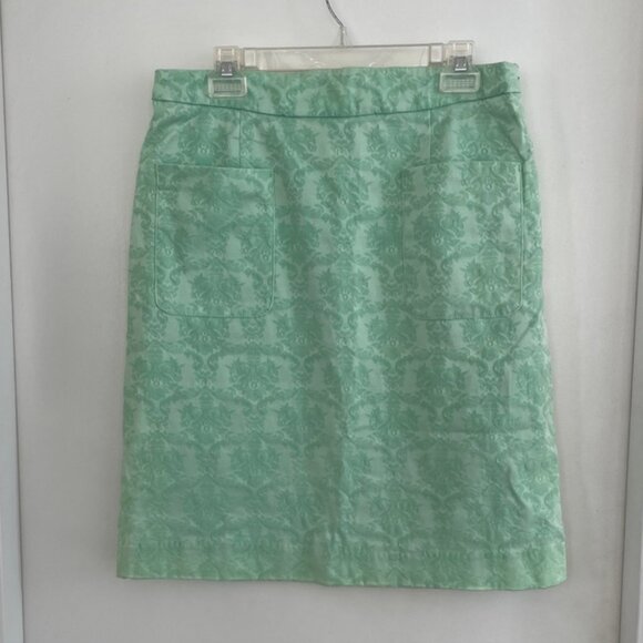 Lime Green Brocade skirt with pockets - Picture 1 of 3